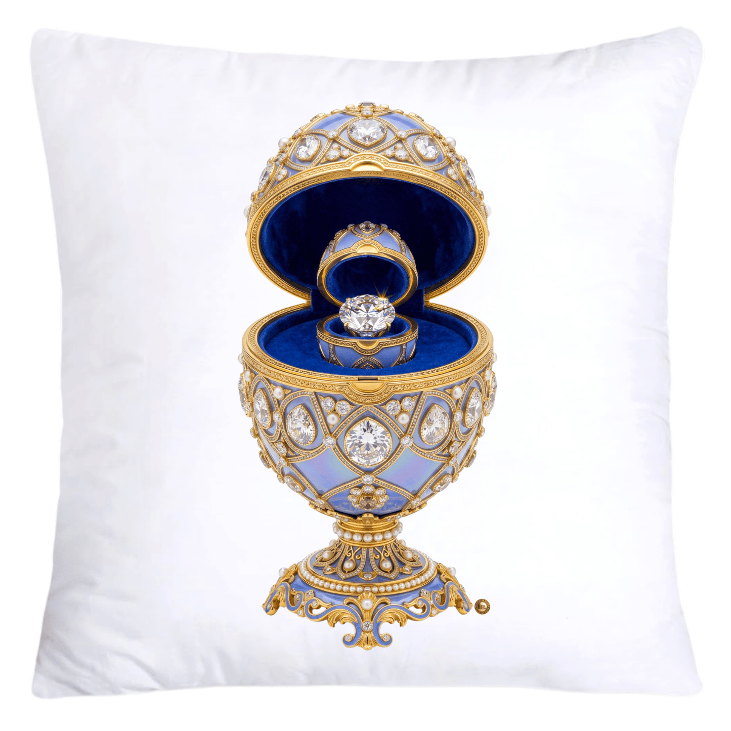 Iridescent Periwinkle Blue/Gold Inspired Faberge Egg Pillow Covers-5365