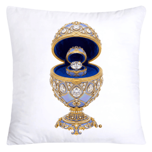 Iridescent Periwinkle Blue/Gold Inspired Faberge Egg Pillow Covers-5365