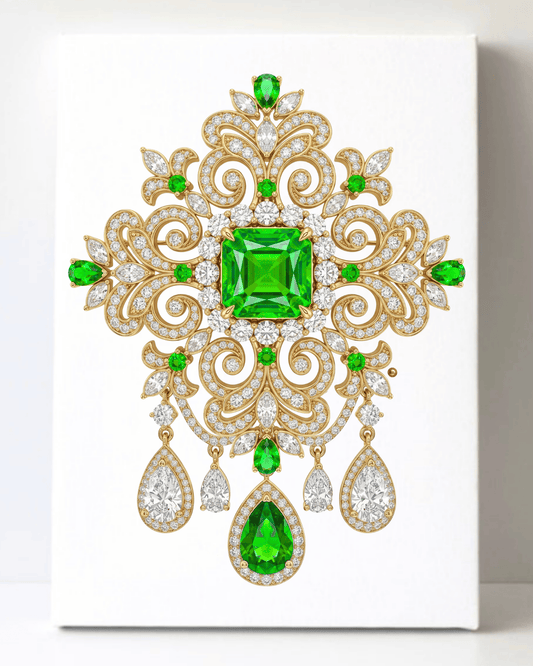Dazzling Diamond Brooch/Pin Canvas Wall Art 8.5x11.5-5641