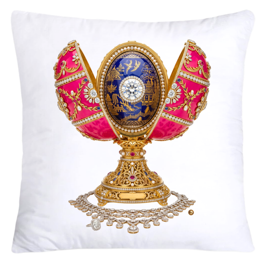Iridescent Hot Pink, Blue Willow/Gold Inspired Faberge Egg Pillow Covers-5374