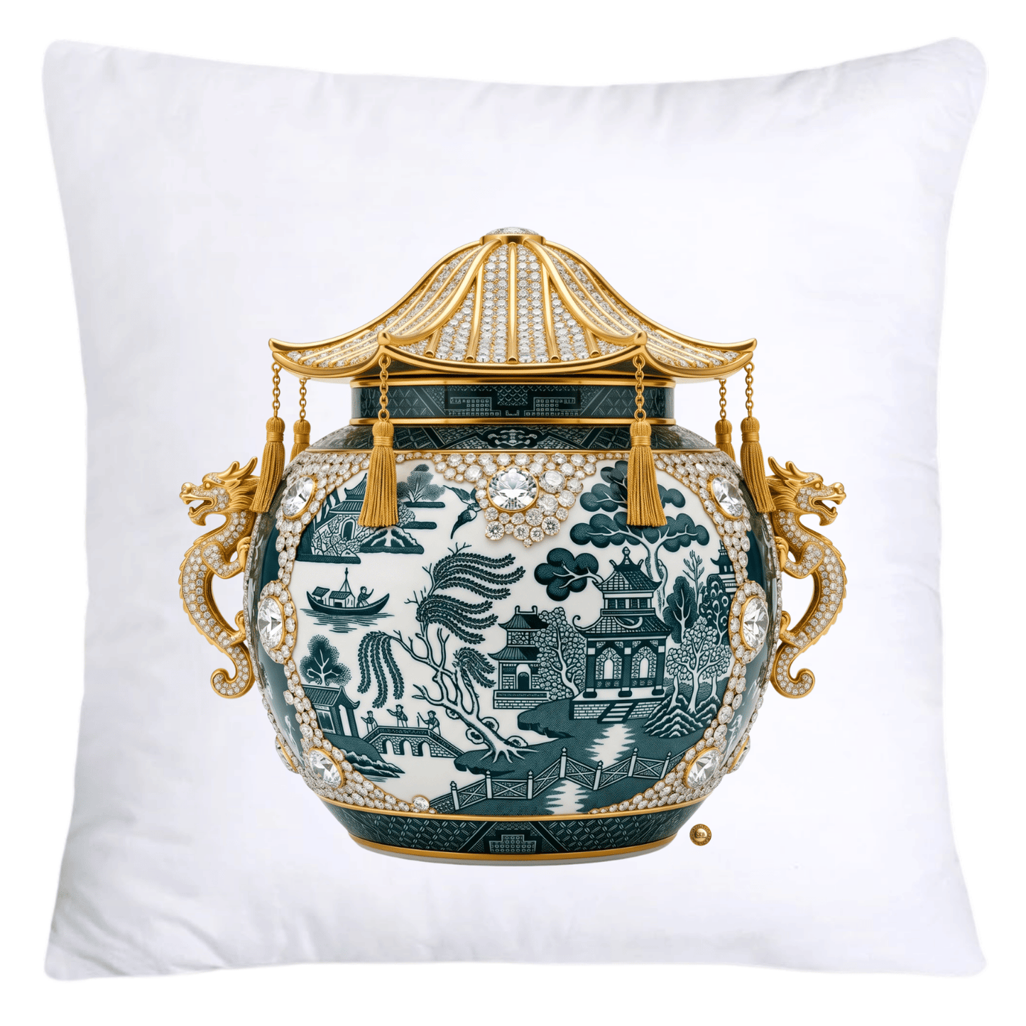 Green and White Willow Ginger Jar 18x18 Pillow Covers-5277