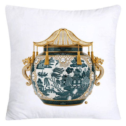 Green and White Willow Ginger Jar 18x18 Pillow Covers-5277