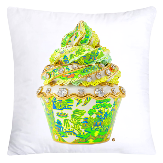 Blue, Lime Green and Orange Willow Cupcake Throw Pillow Covers-5823