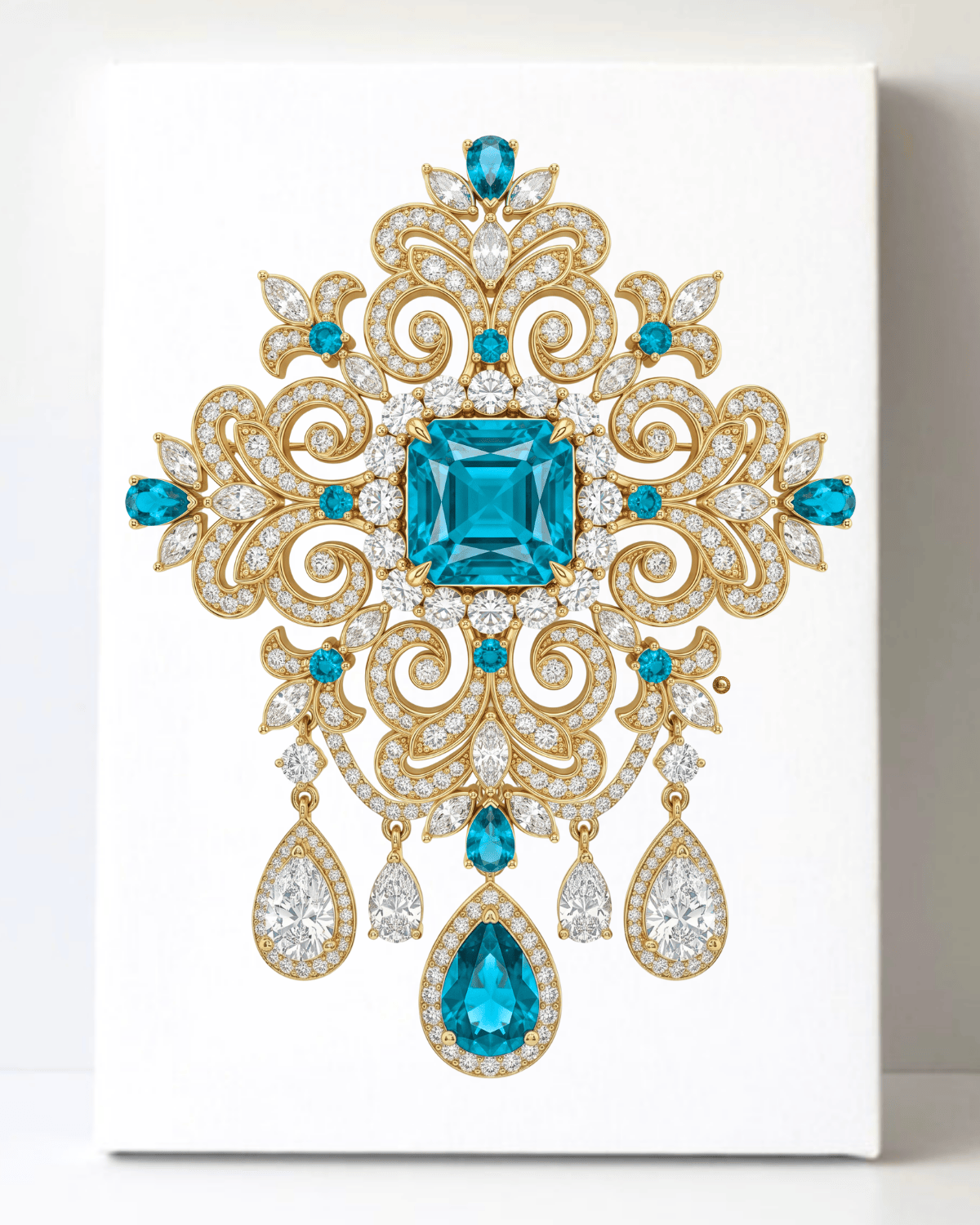 Dazzling Diamond Brooch/Pin Canvas Wall Art 8.5x11.5-5639