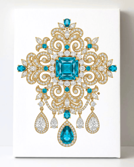 Dazzling Diamond Brooch/Pin Canvas Wall Art 8.5x11.5-5639