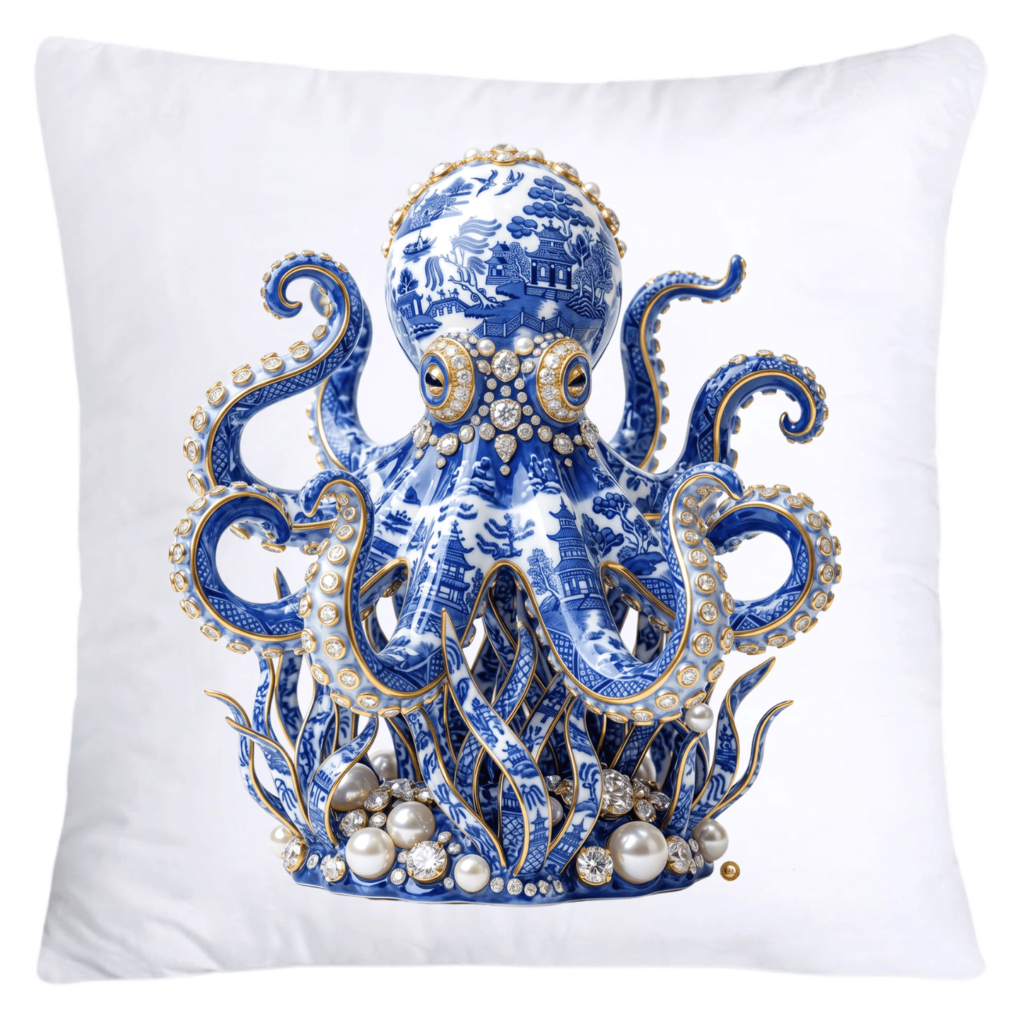 Blue Willow Elegant Octopus 18x18 Pillow Covers-5602