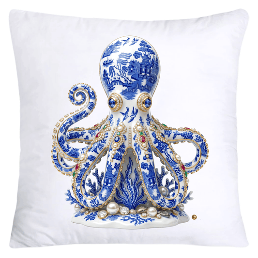 Blue Willow Elegant Octopus 18x18 Pillow Covers-5605