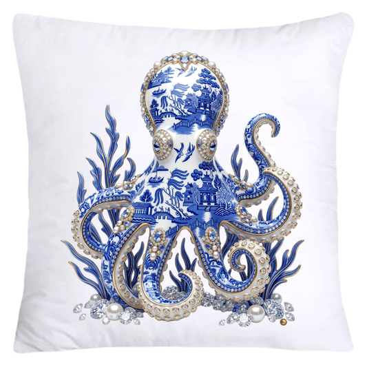 Blue Willow Elegant Octopus 18x18 Pillow Covers-5603
