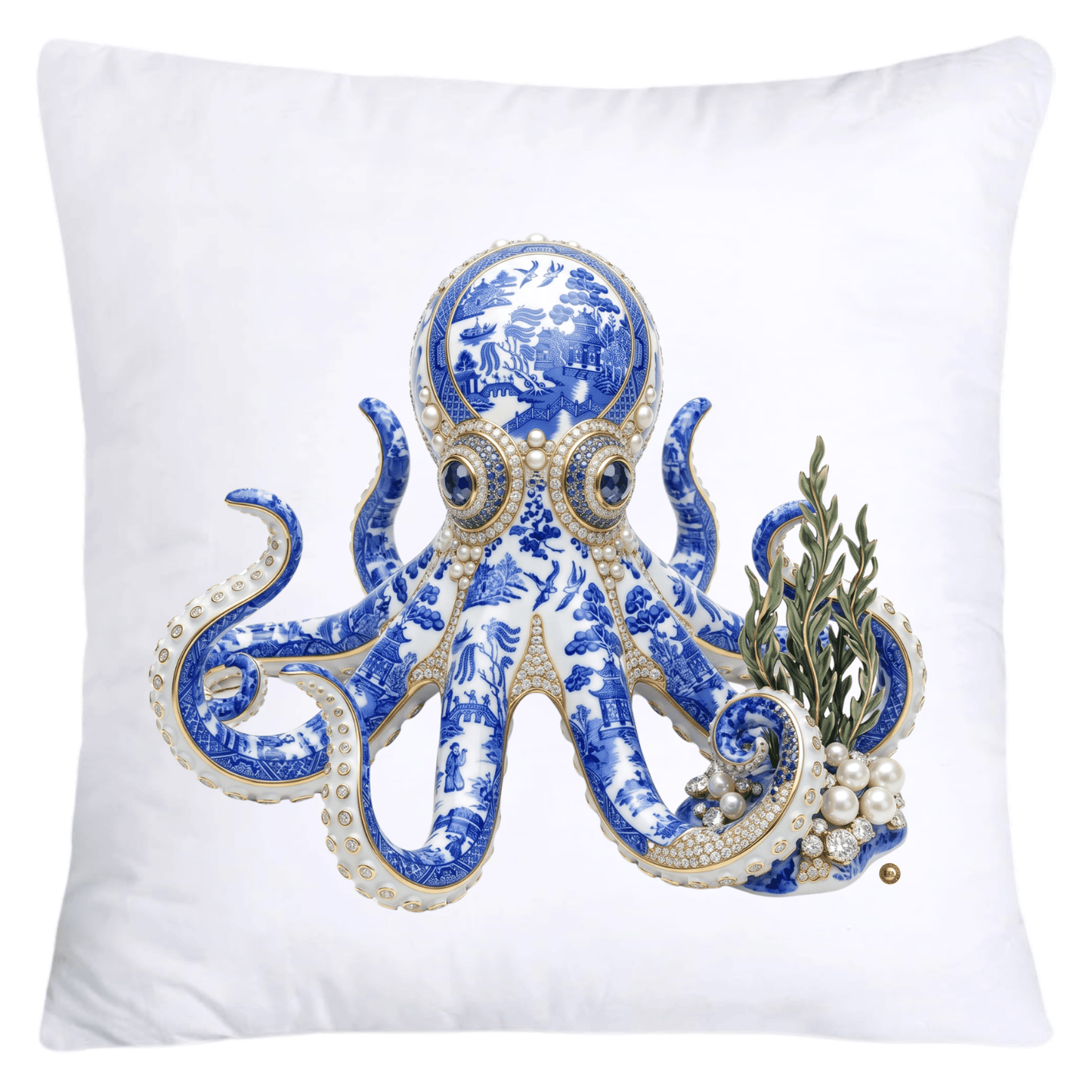 Blue Willow Elegant Octopus 18x18 Pillow Covers-5606