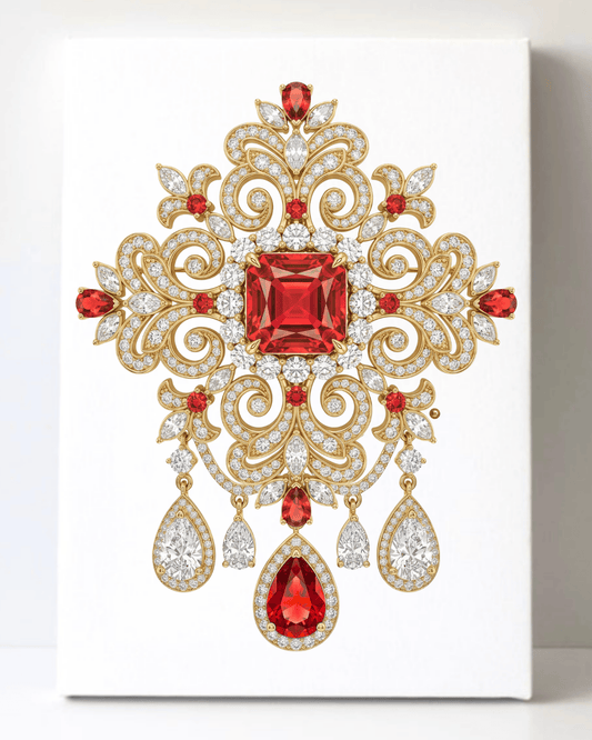 Dazzling Diamond Brooch/Pin Canvas Wall Art 8.5x11.5-5638