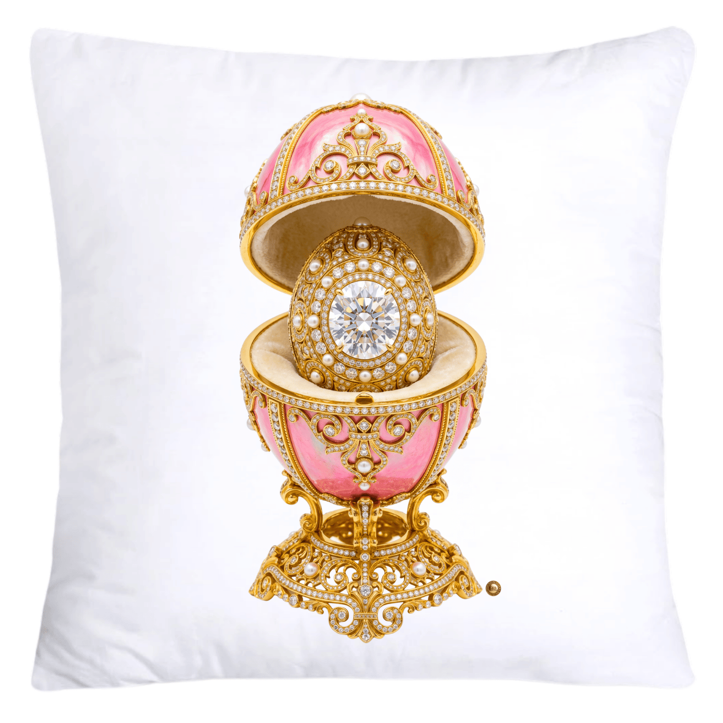 Iridescent Pink/Gold Inspired Faberge Egg Pillow Covers-5369