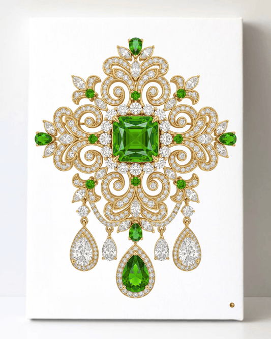 Dazzling Diamond Brooch/Pin Canvas Wall Art 8.5x11.5-5645