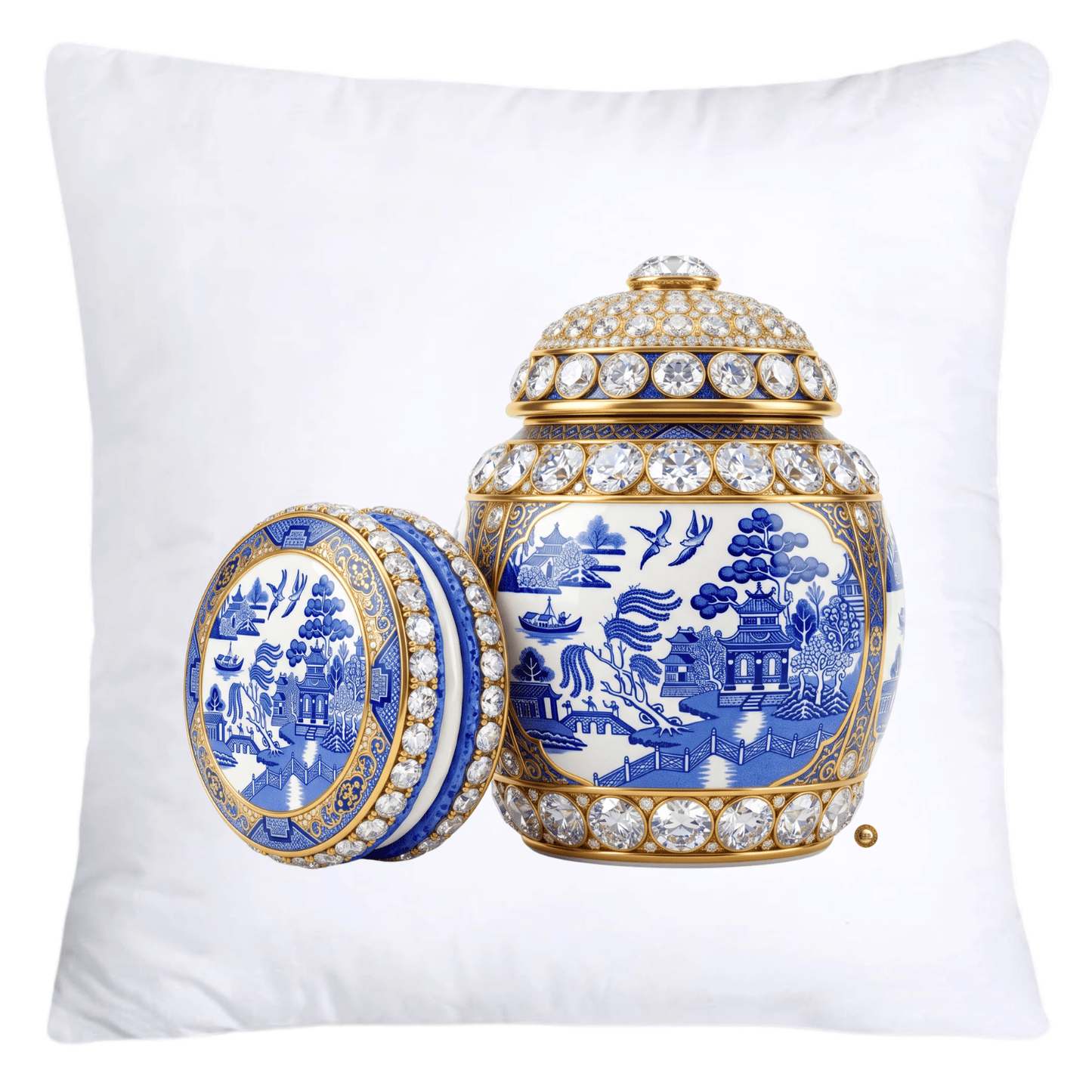 Blue Willow Ginger Jar and Macaroons 18x18 Pillow Covers-5273