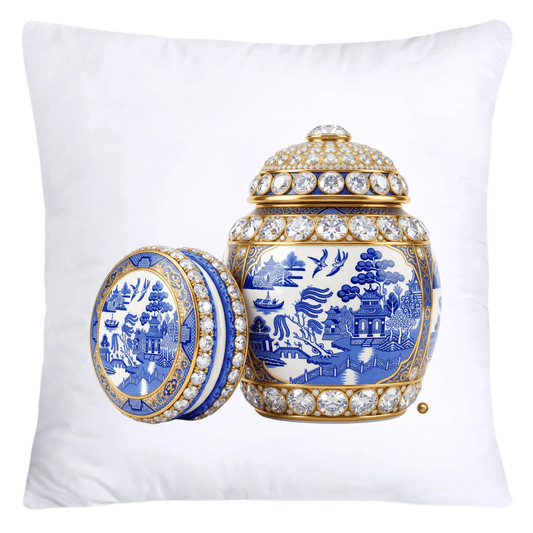 Blue Willow Ginger Jar and Macaroons 18x18 Pillow Covers-5273
