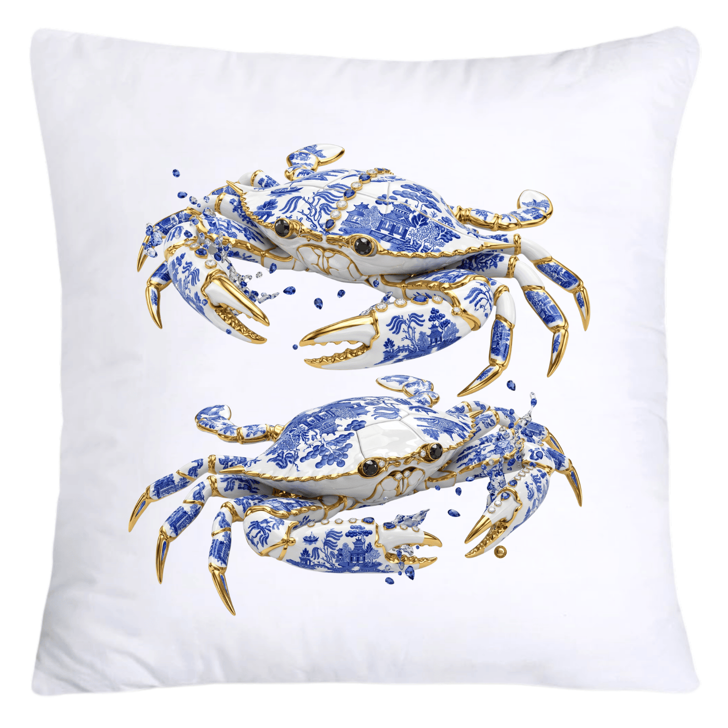 Blue Willow Stunning Crab Pillow Covers-5576