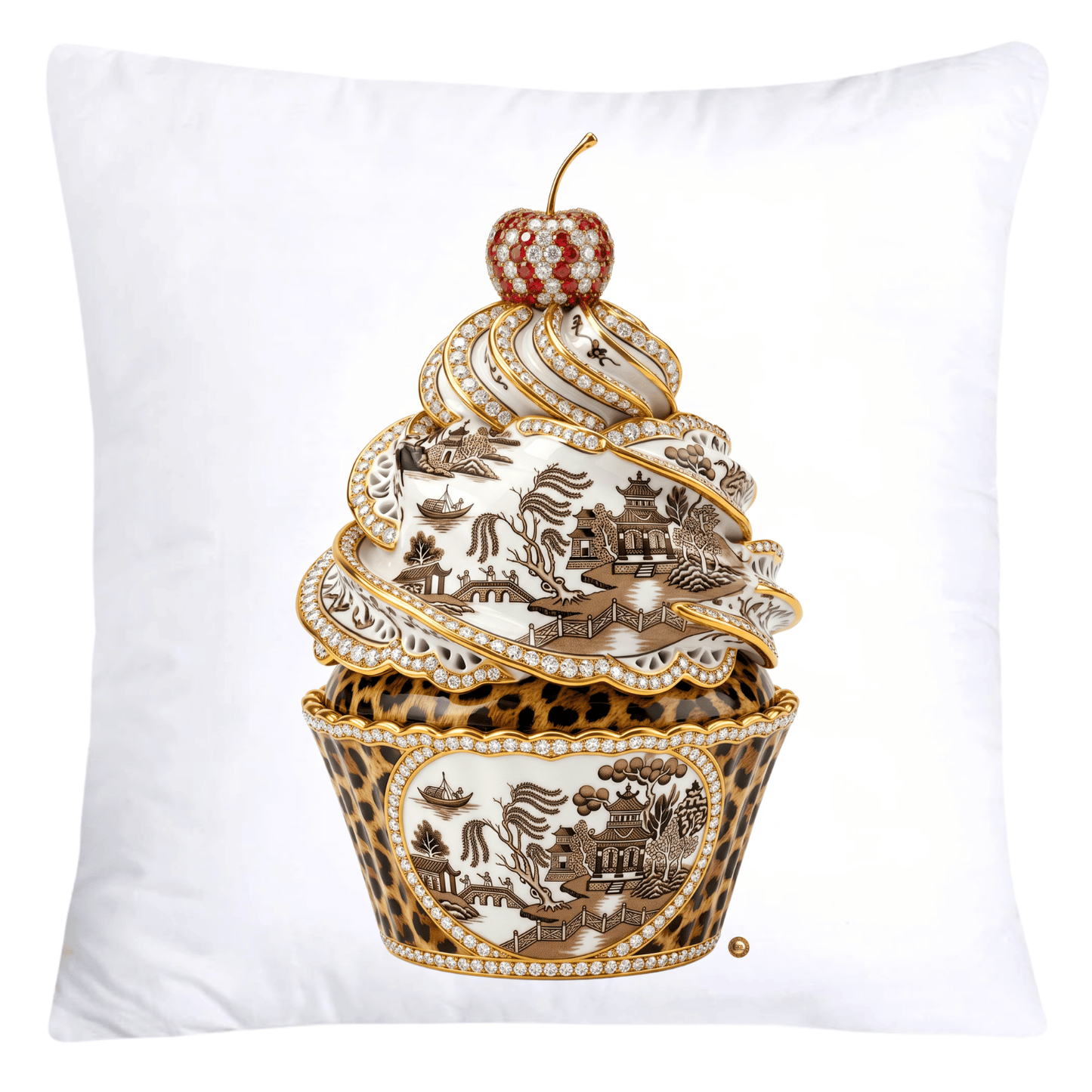 18x18 Brown Willow and Leopard Print Cupcake Pillow Covers-5761