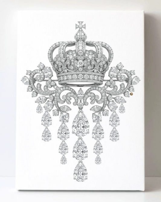 Dazzling Silver Royal Diamond Brooch/Pin Canvas Wall Art 8.5x11.5-5657
