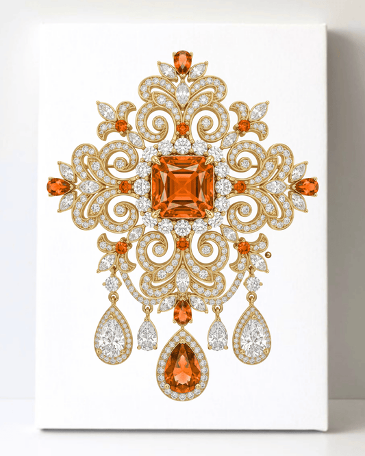 Dazzling Diamond Brooch/Pin Canvas Wall Art 8.5x11.5-5640