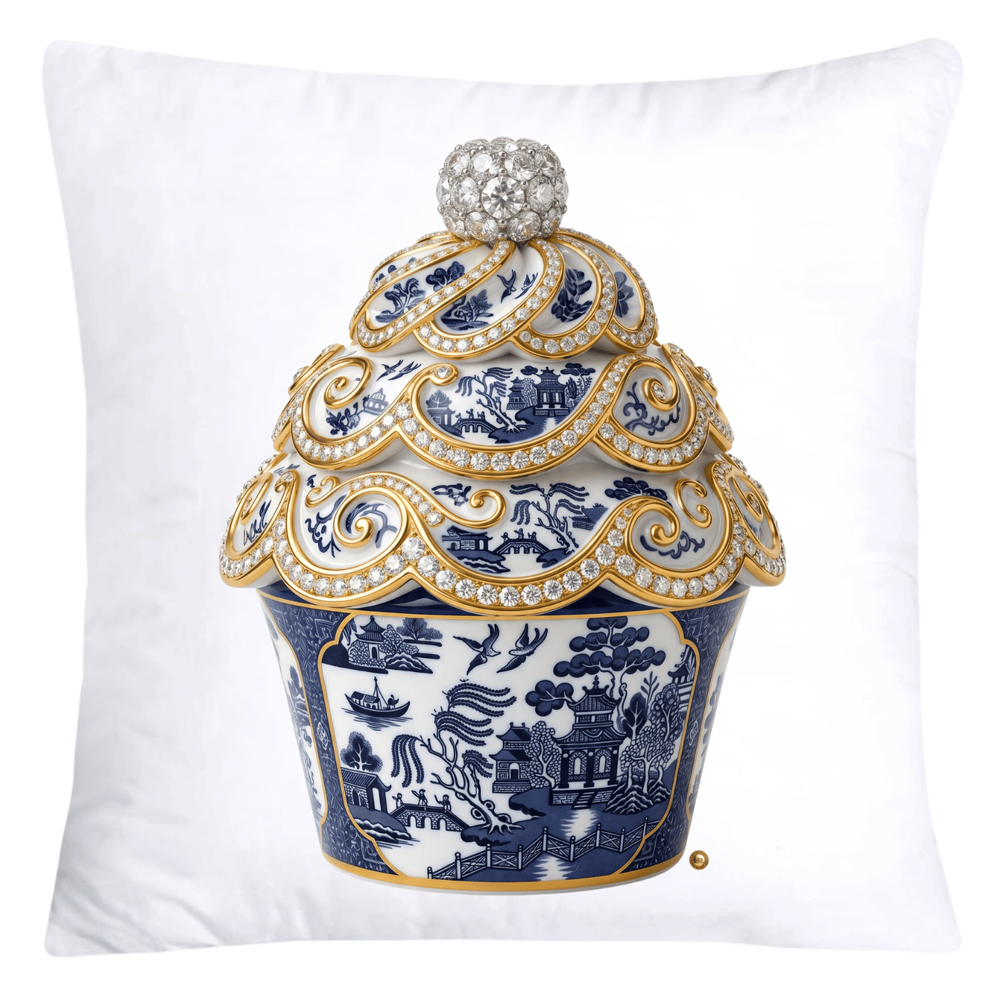 18x18 Navy and White Willow Cupcake Throw Pillow Covers-5820