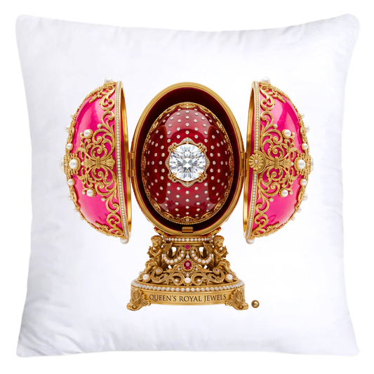 Iridescent Hot Pink, Red/Gold Inspired Faberge Egg Pillow Covers-5367