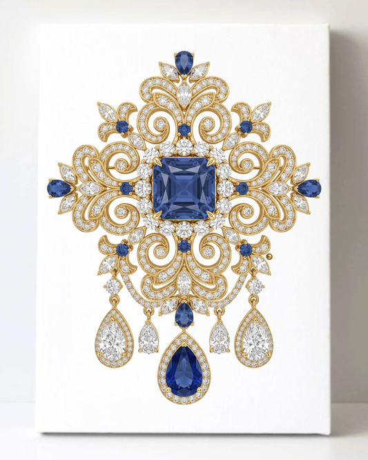 Dazzling Diamond Brooch/Pin Canvas Wall Art 8.5x11.5-5642