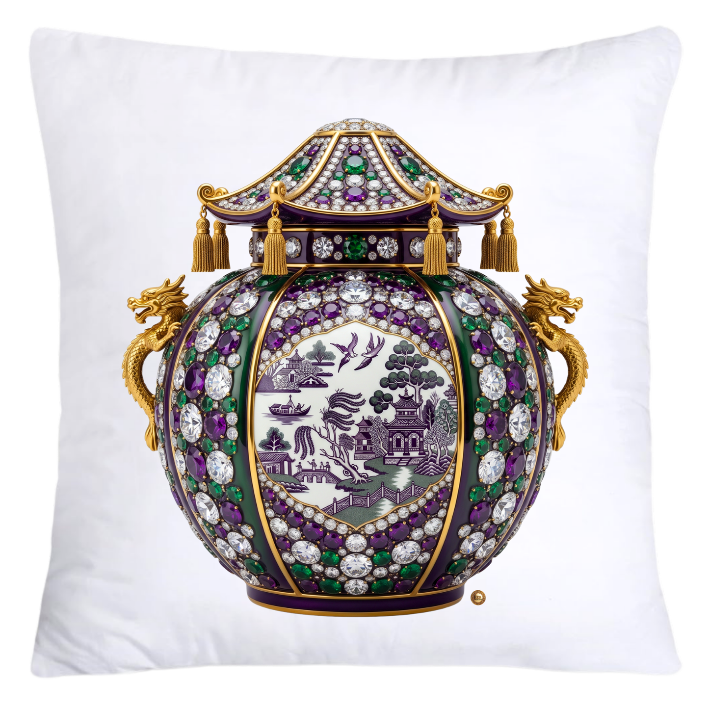 Green and Purple Willow Ginger Jar 18x18 Pillow Covers-5282