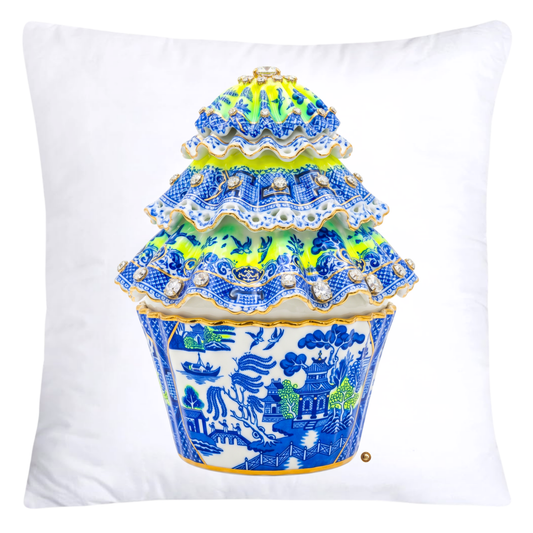 Lime Green, Neon Yellow and Blue Willow Cupcake Throw Pillow Covers-5831