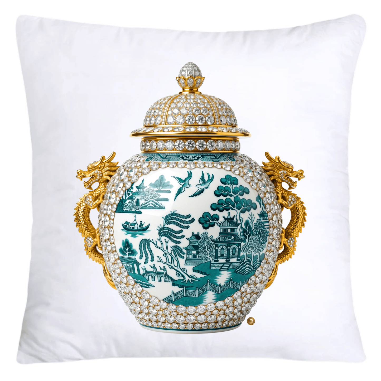Green and White Willow Ginger Jar 18x18 Pillow Covers-5278