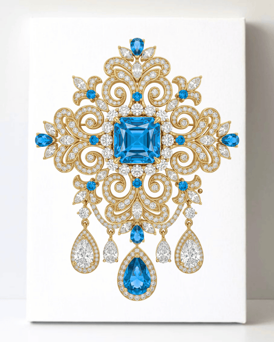 Dazzling Diamond Brooch/Pin Canvas Wall Art 8.5x11.5-5643