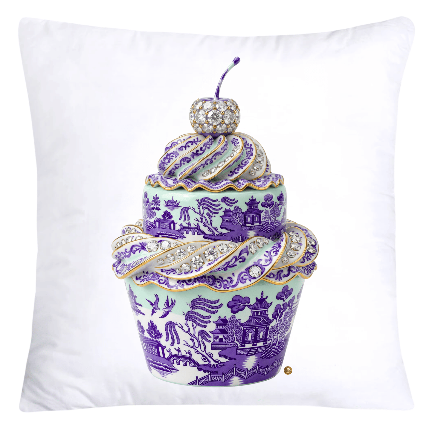 18x18 Mint Green and Purple Willow Cupcake Throw Pillow Covers-5819