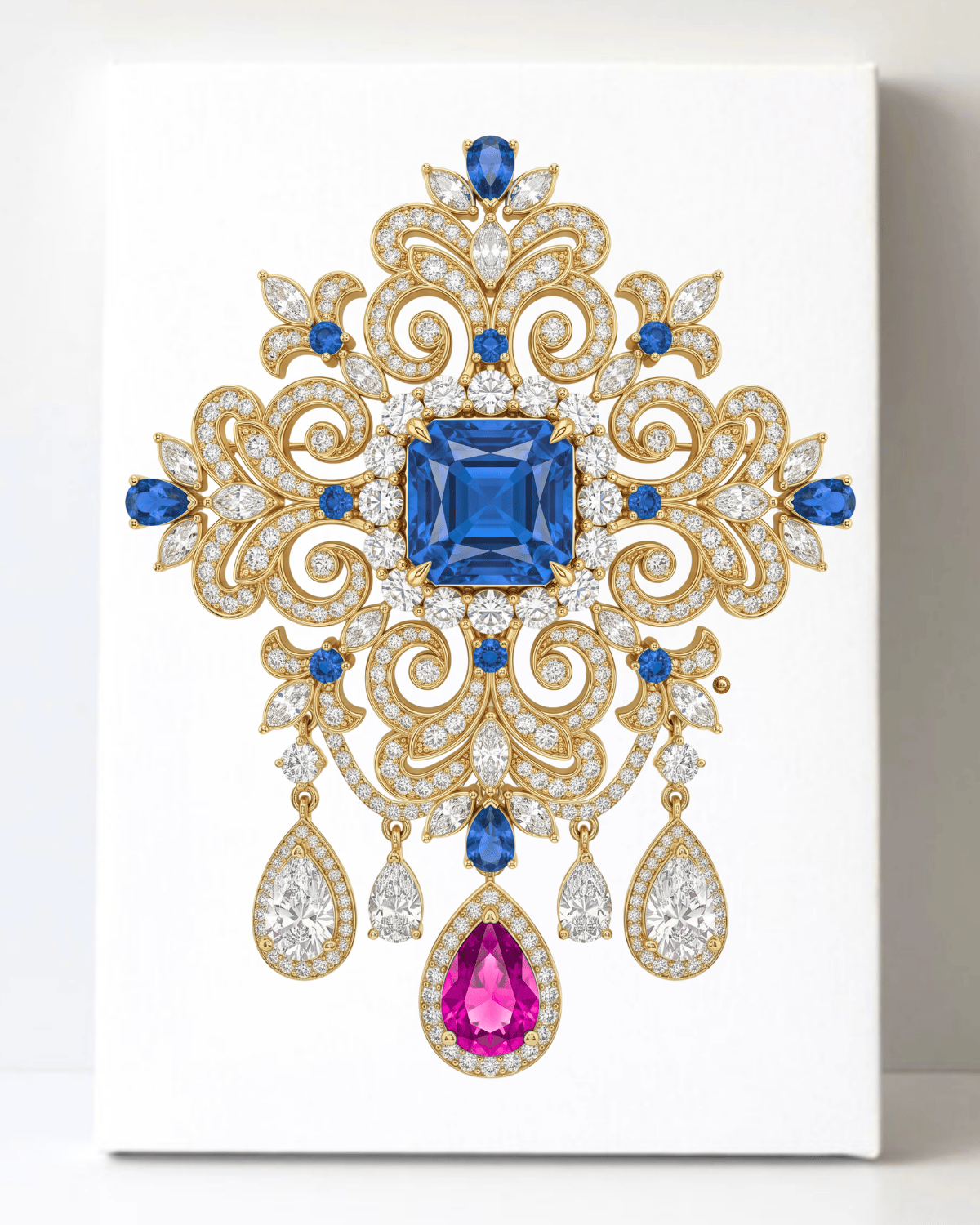 Dazzling Diamond Brooch/Pin Canvas Wall Art 8.5x11.5-5646