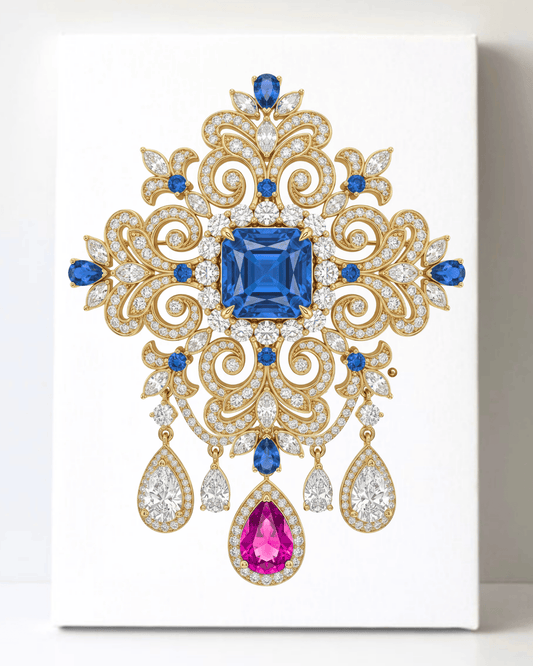 Dazzling Diamond Brooch/Pin Canvas Wall Art 8.5x11.5-5646