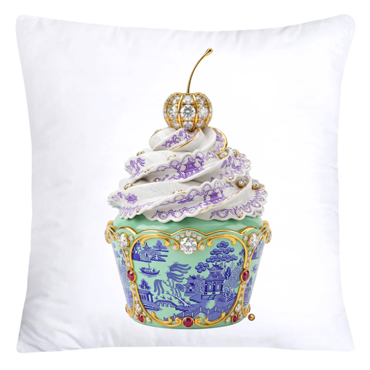 Mint Green, Purple and Blue Willow Cupcake Throw Pillow Covers-5832