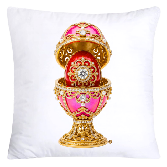 Iridescent Hot Pink, Red/Gold Inspired Faberge Egg Pillow Covers-5366