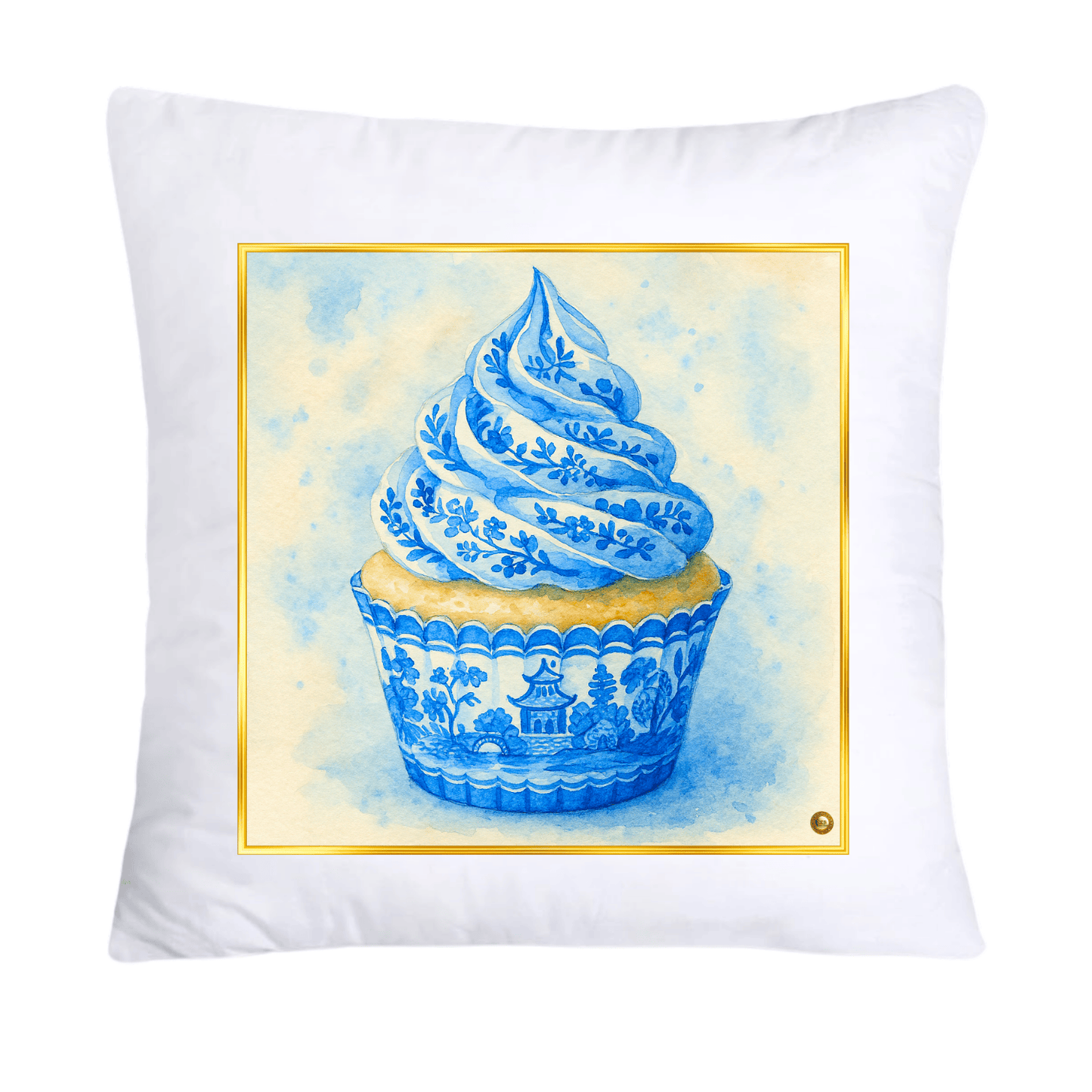 Blue Willow 18x18 Chinoiserie Cupcake Throw Pillow Covers-5000