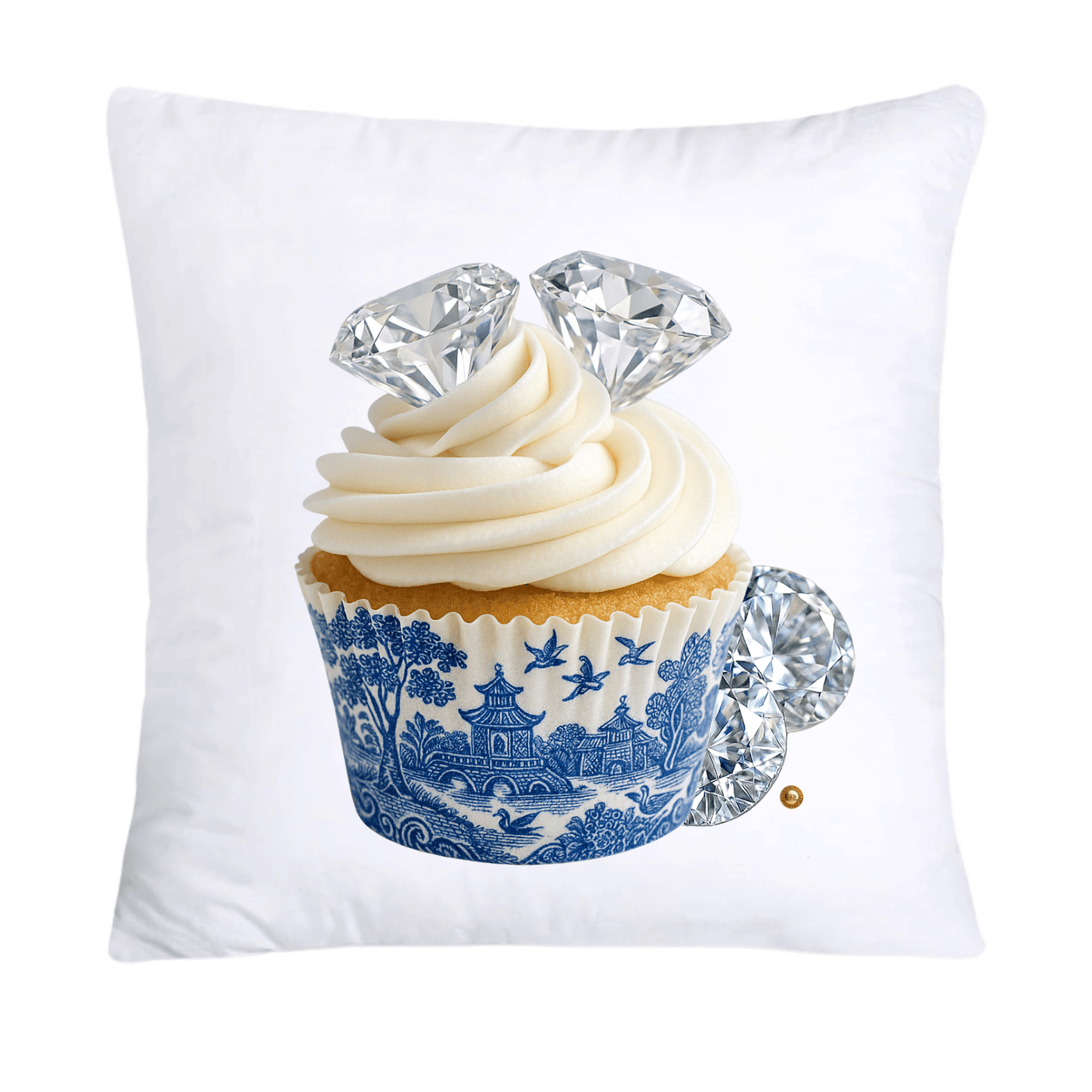 Blue Willow 18x18 Chinoiserie Cupcake Throw Pillow Covers-4507