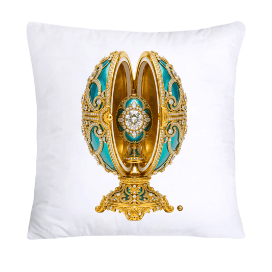 Teal and Gold Inspired Faberge Egg Pillow Covers-4492