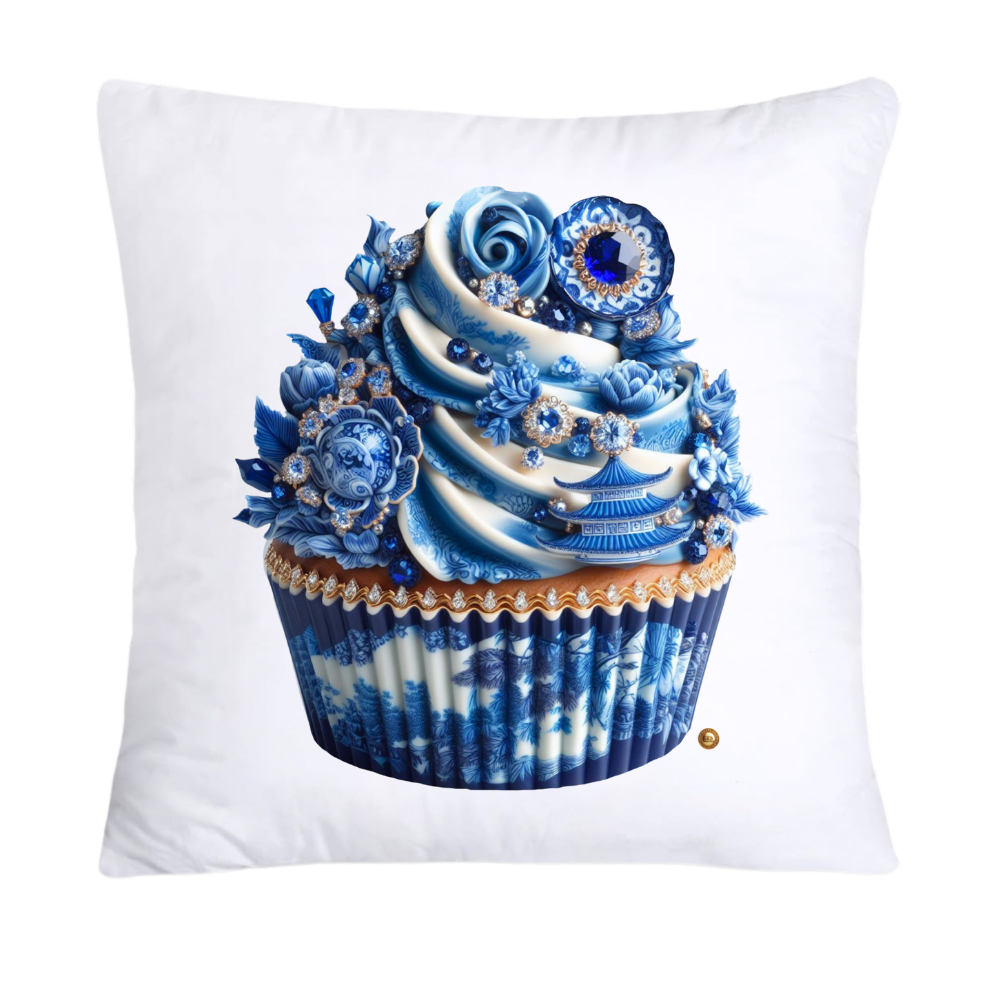 Blue Willow 18x18 Chinoiserie Cupcake Throw Pillow Covers-4550