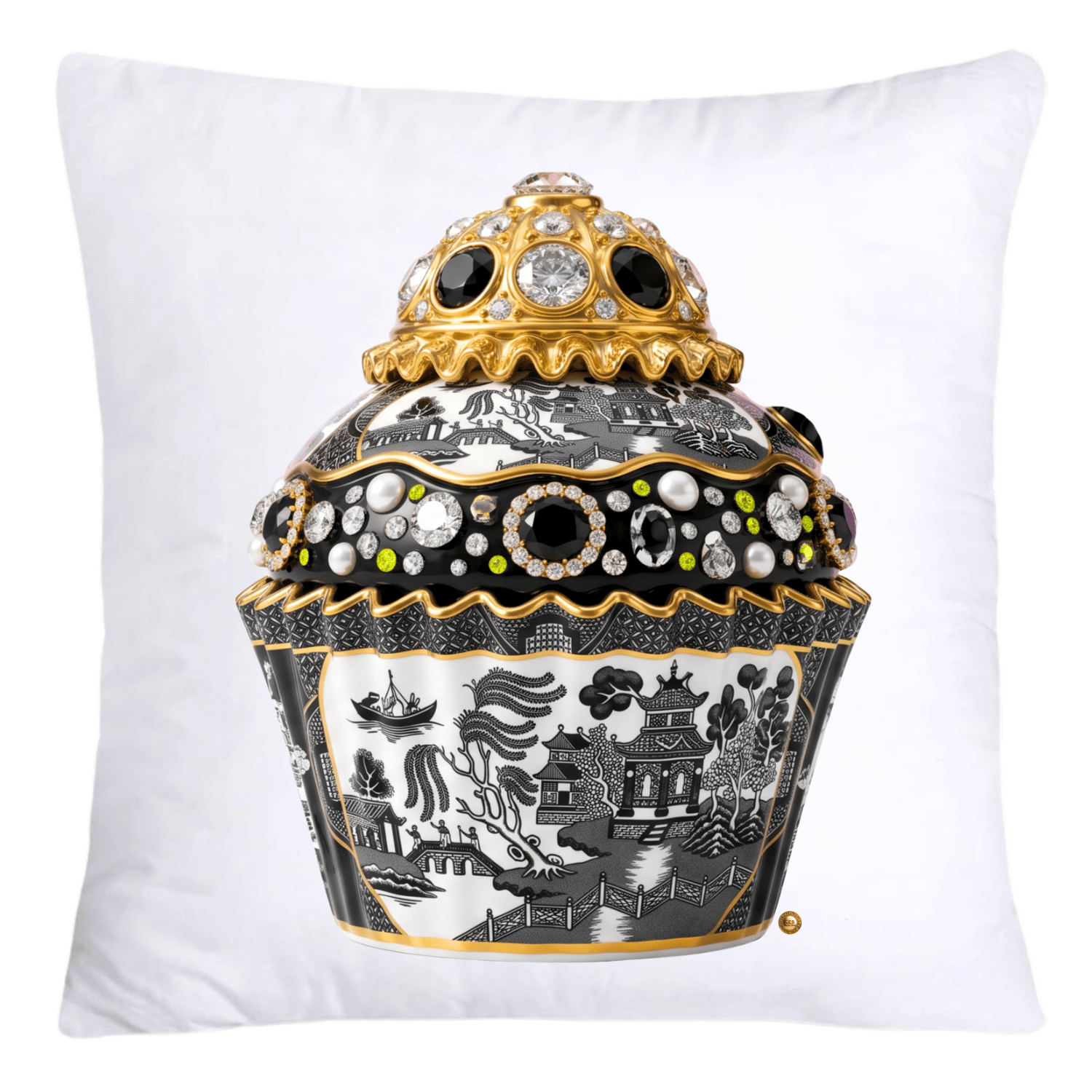 18x18 Black Willow Chinoiserie Cupcake Throw Pillow Covers-5393