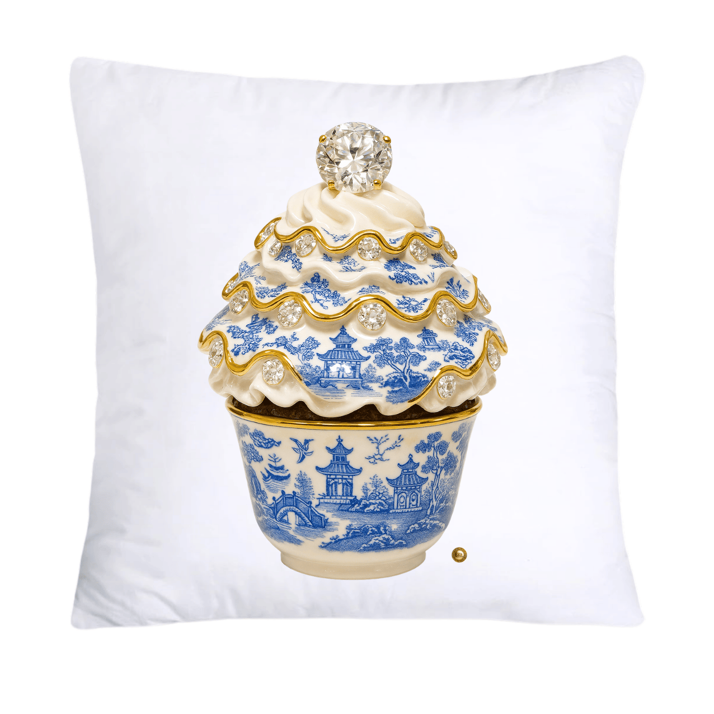 Blue Willow 18x18 Chinoiserie Cupcake Throw Pillow Covers-4516
