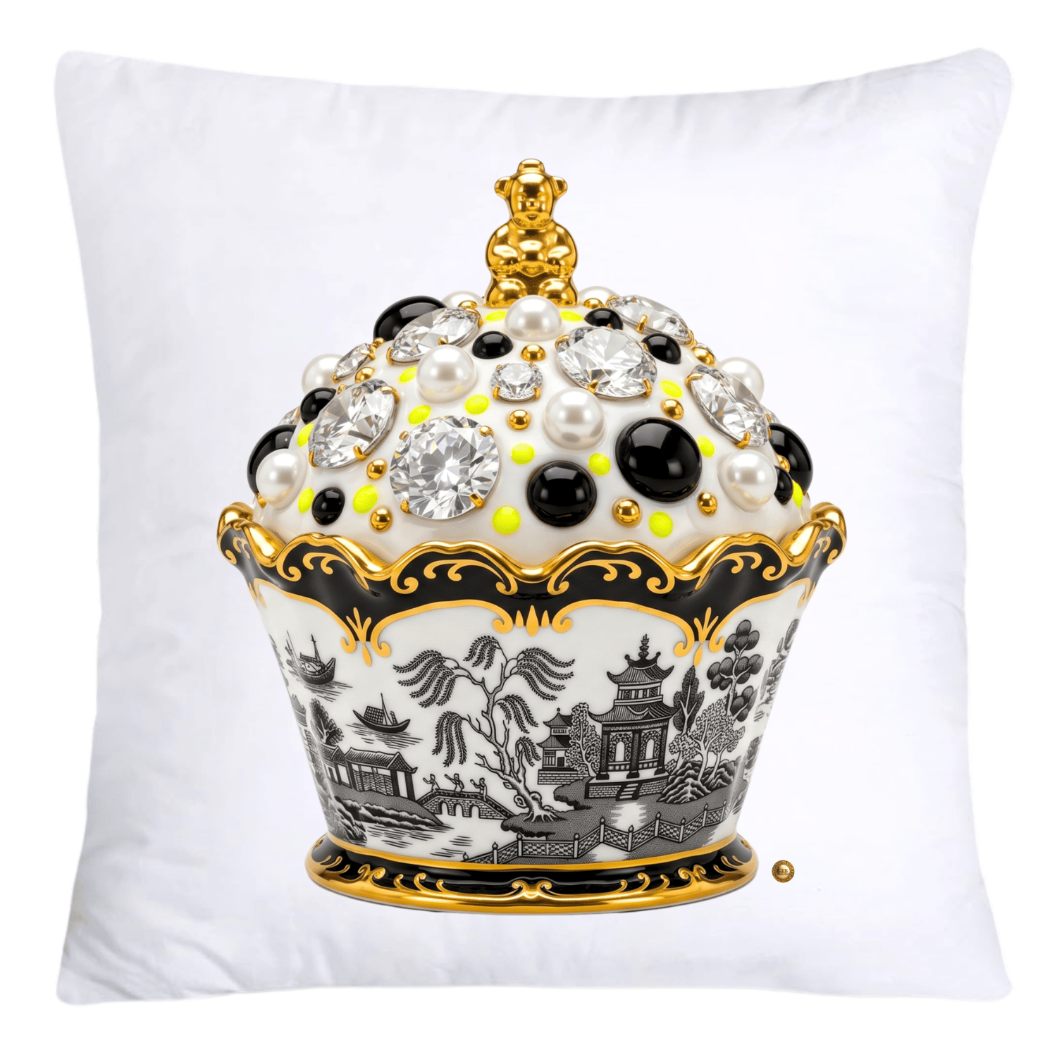 18x18 Black Willow Chinoiserie Cupcake Throw Pillow Covers-5392