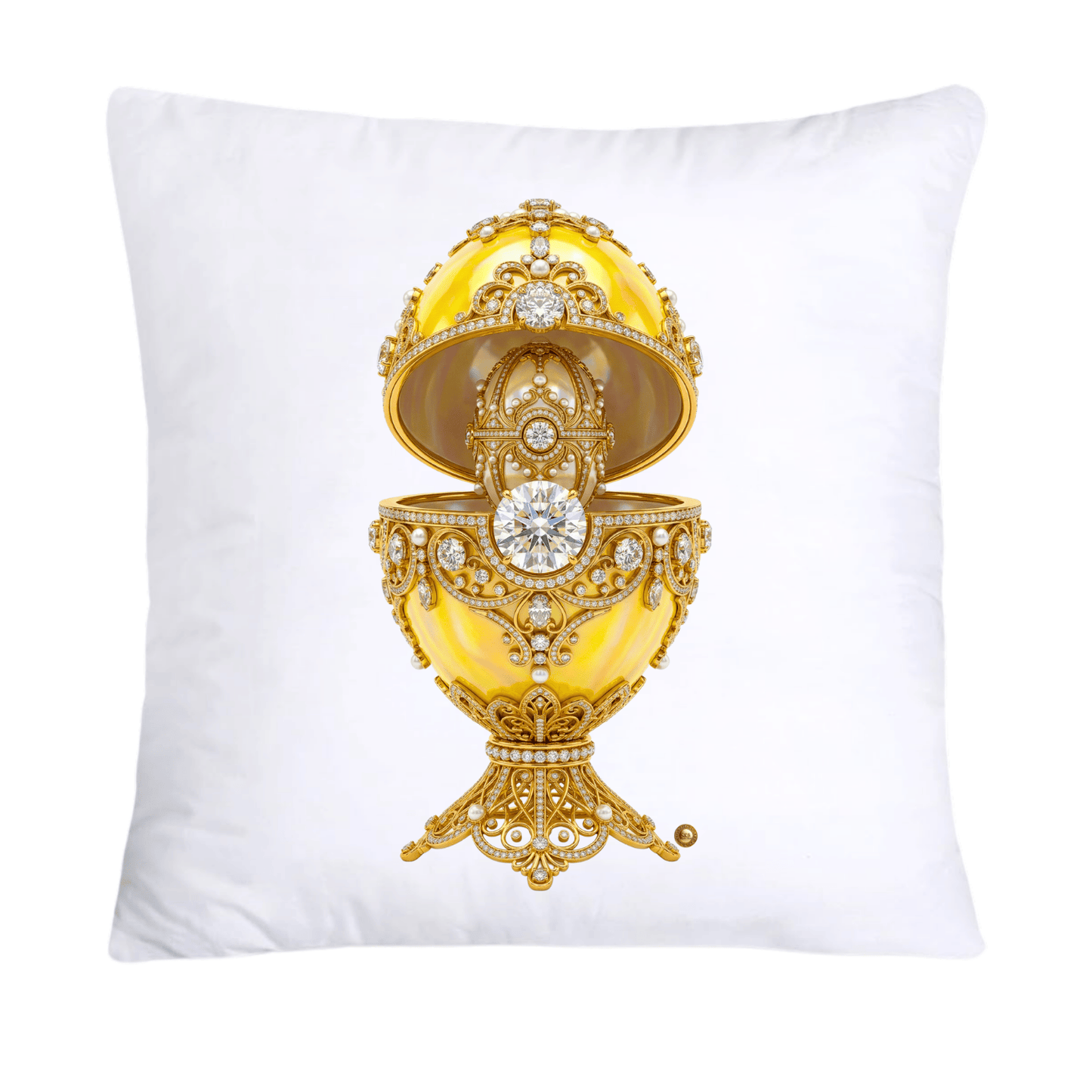 Yellow and Gold Inspired Faberge Egg Pillow Covers-4495