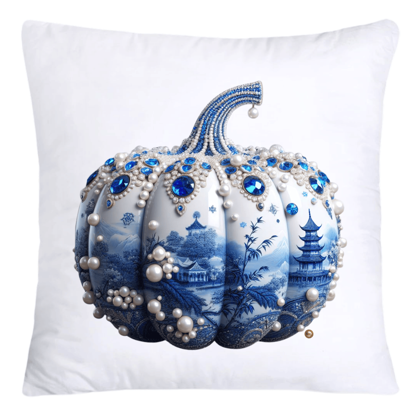 Blue Willow Sparkling Pumpkin 18x18 Pillow Covers-5304