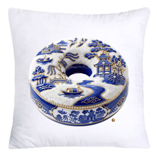 Blue and White Willow Cute Donut Pillow Covers-5343