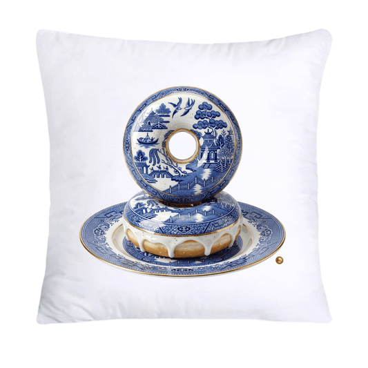 Blue and White Willow Cute Donut Pillow Covers-5342