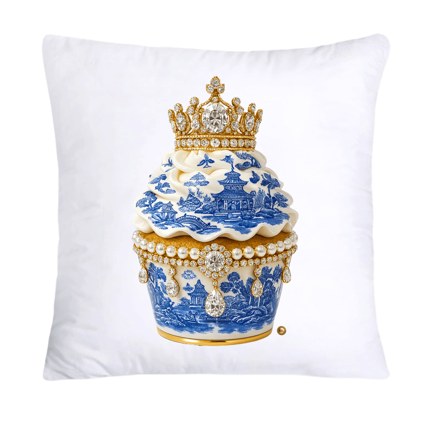 Blue Willow 18x18 Chinoiserie Cupcake Throw Pillow Covers-4534