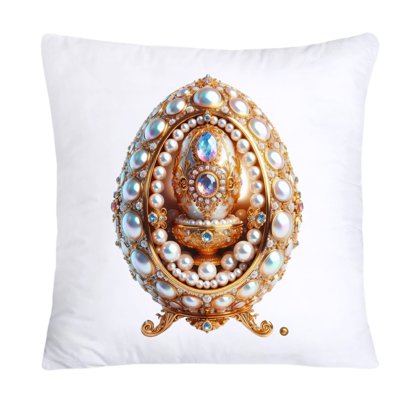Stunning Gold and Pearls Inspired Faberge Egg Pillow Covers-4815