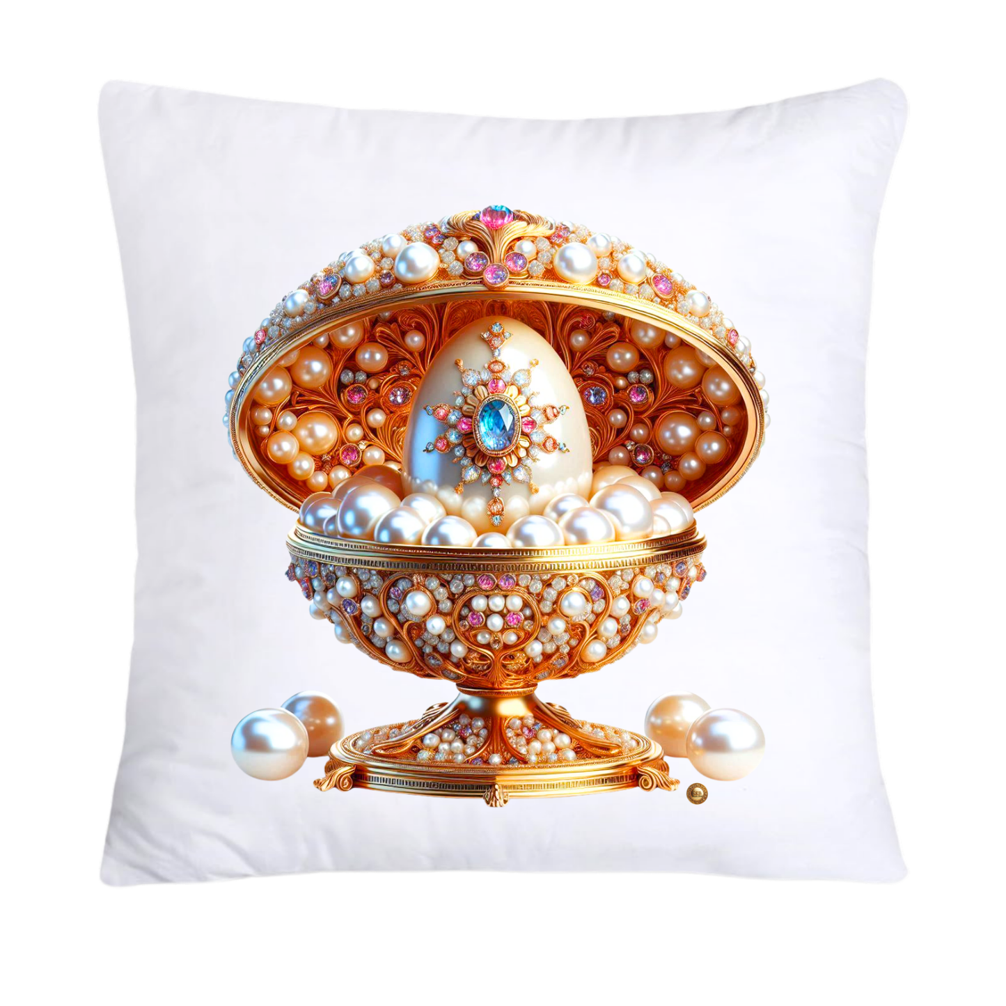 Stunning Gold and Pearls Inspired Faberge Egg Pillow Covers-4807