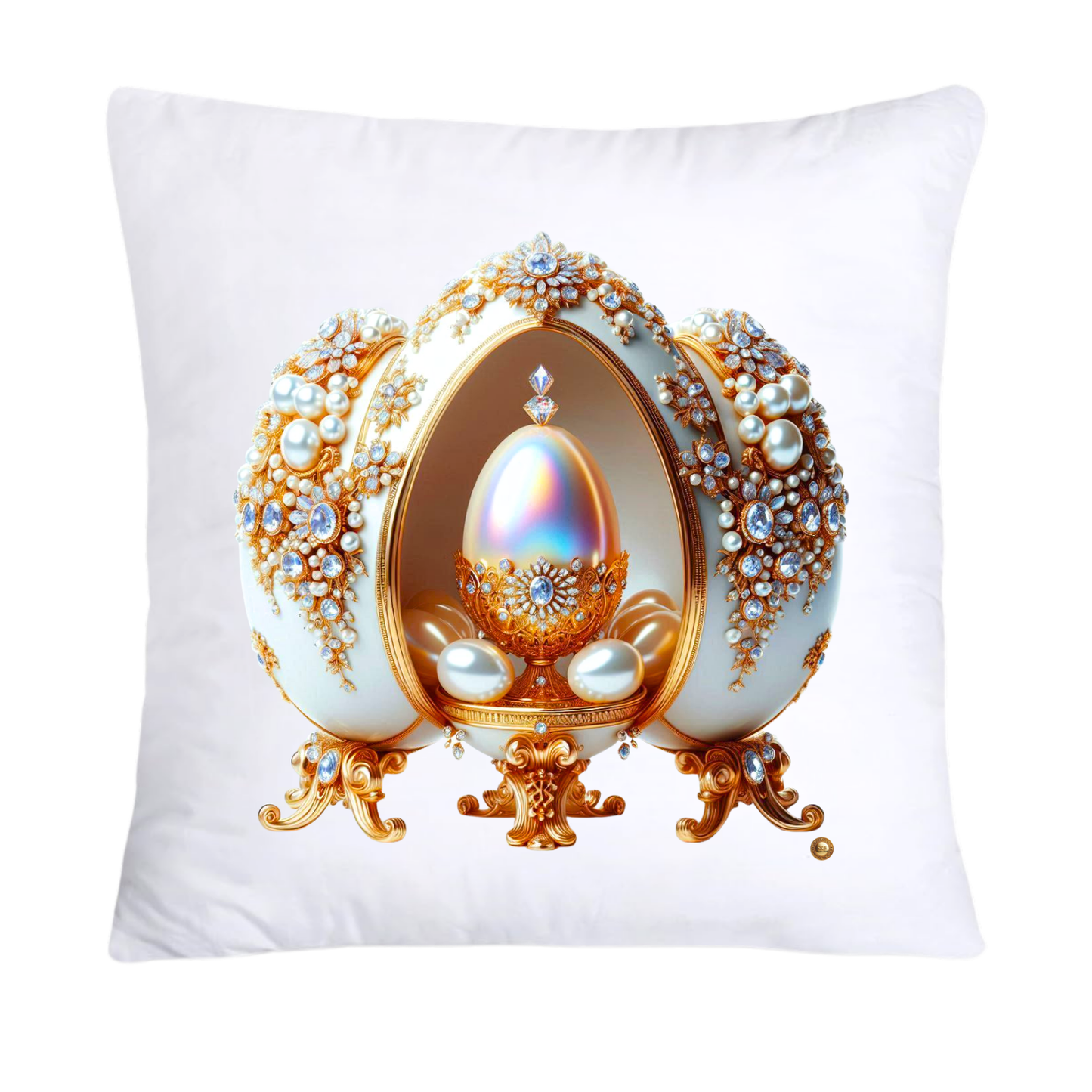 Stunning Gold and Pearls Inspired Faberge Egg Pillow Covers-4813