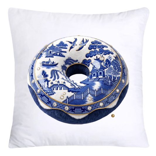 Blue and White Willow Cute Donut Pillow Covers-5337